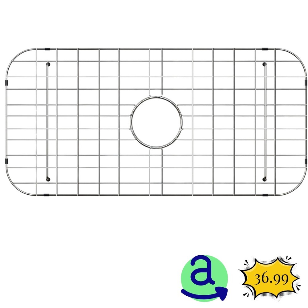 Stainless Steel Sink Protector Grid 24.1"x12.6", Center Drain Rack